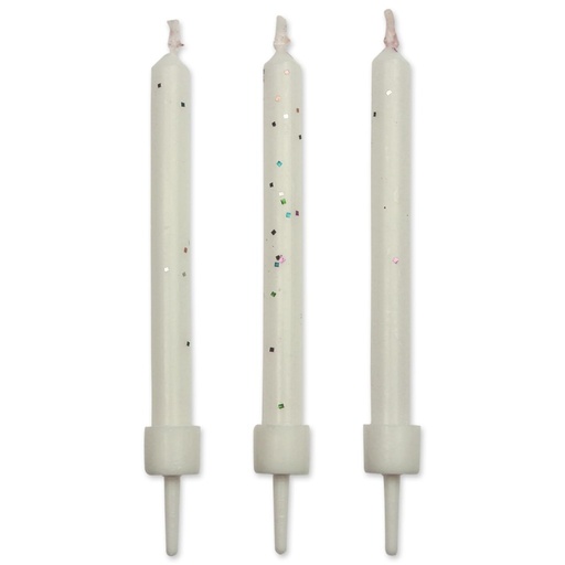 [ca026] Velas blancas con purpurina 10ud PME