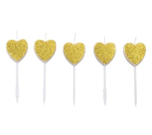 [SWK1585] Velas de corazones dorados 5ud. Pastkolor
