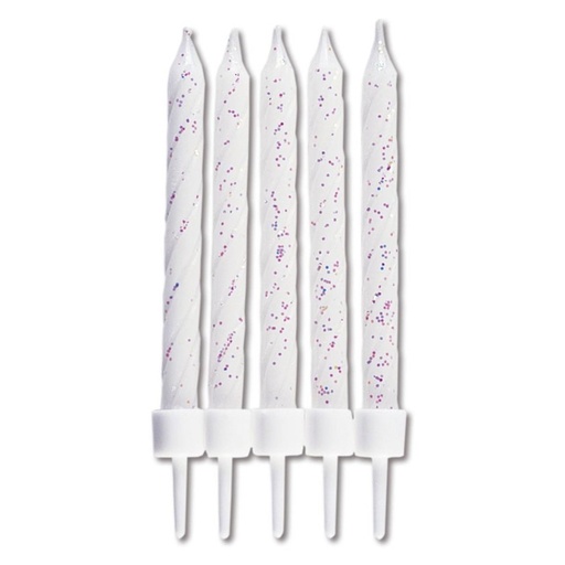 [910171] Velas para tartas blancas con purpurina 10ud Städter