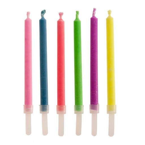 [345333] Velas para tartas con llama de colores 6ud Dekora