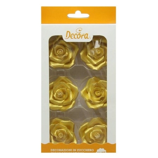 [0500366] Rosas comestibles oro brillante 6ud DECORA