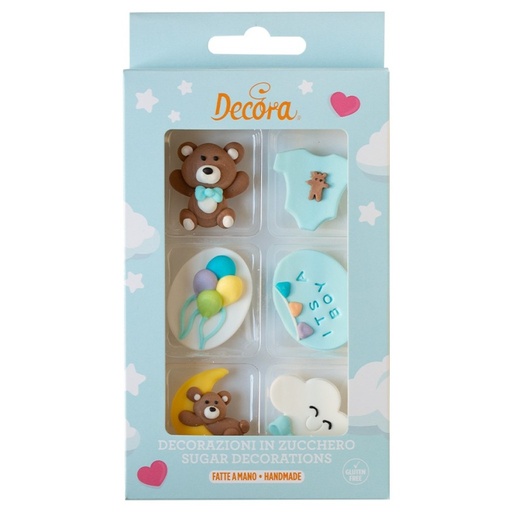 [0500430] Decoración de azúcar bautizo niño 6ud DECORA