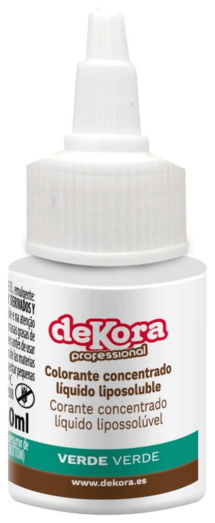 Colorante líquido verde liposoluble 30ml. Dekora