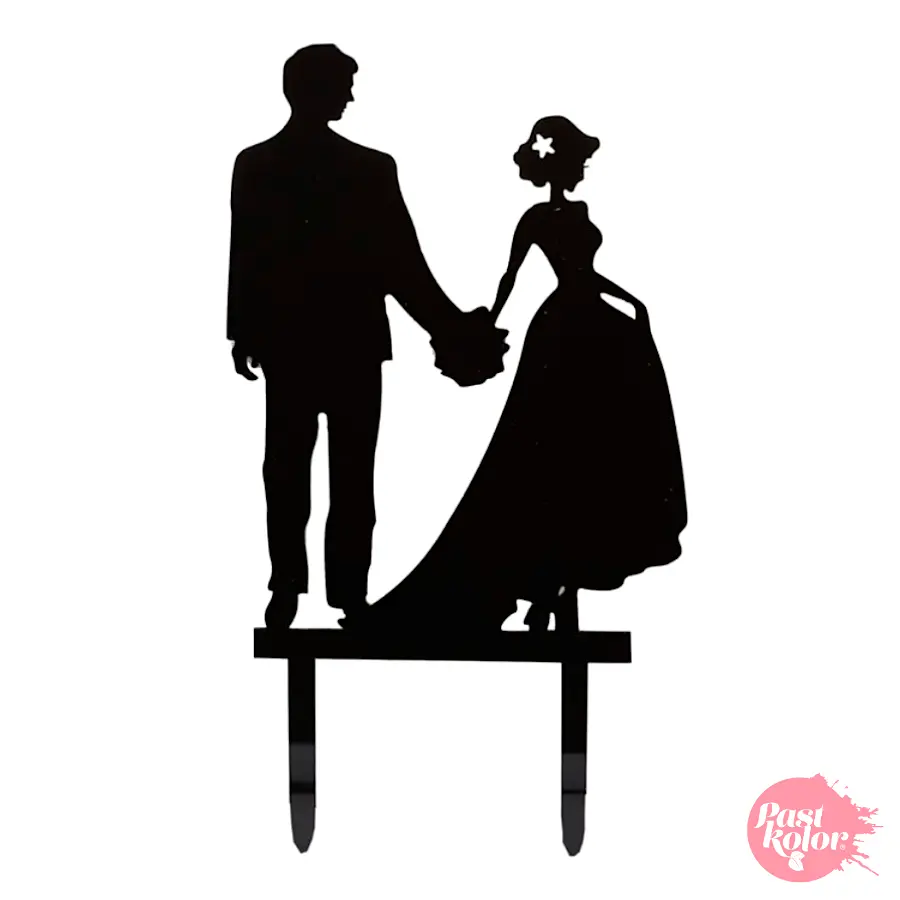 Cake Topper Acrílico Silueta Novios Modelo 10 Pastkolor