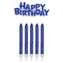 Set de velas y happy birthday azules 17ud PME