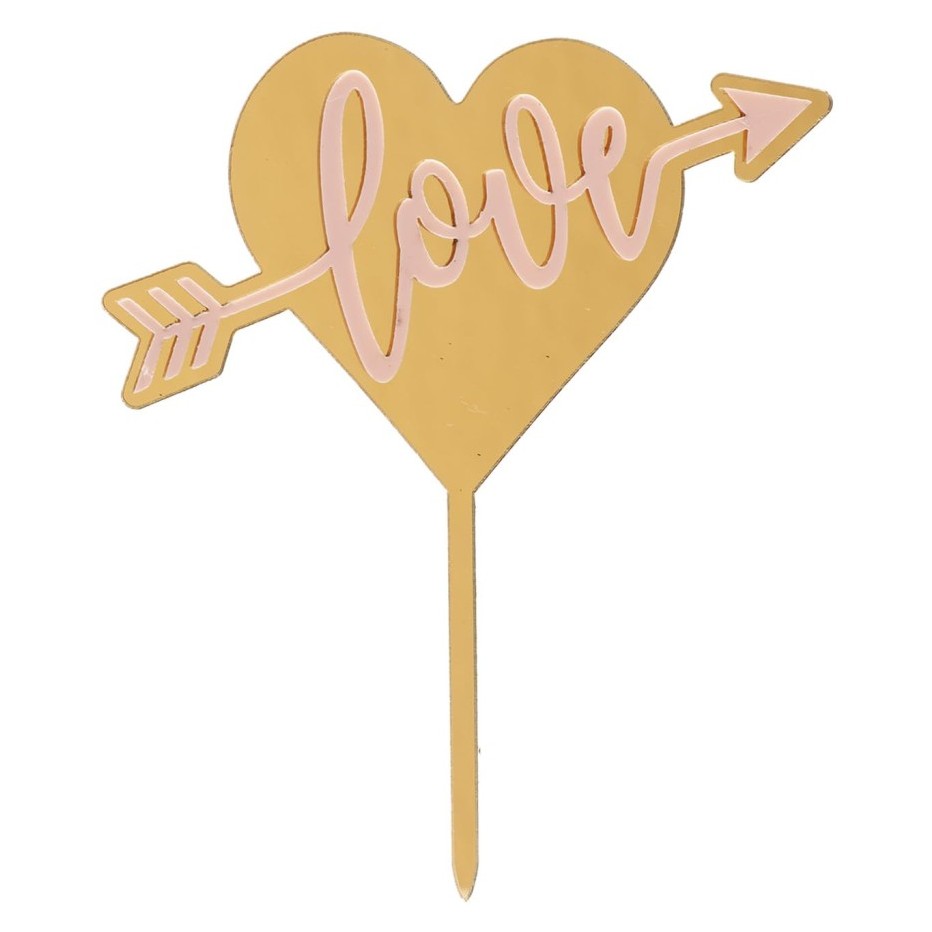 Topper corazón dorado love Dekora