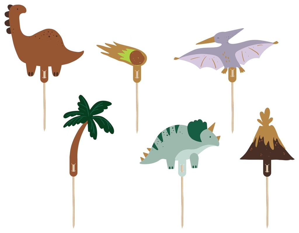 Topper Para Cupcakes Dinosaurios 6ud Partydeco