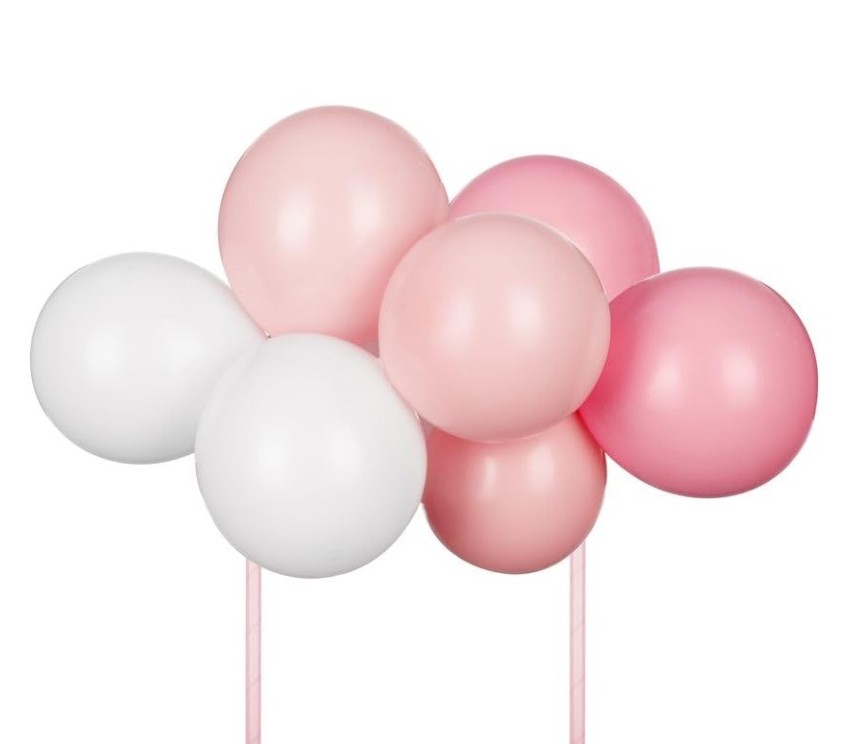 Topper para tarta globos rosa/blanco Partydeco