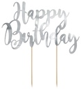 Topper Para Tarta Happy Birthday Plateado Partydeco