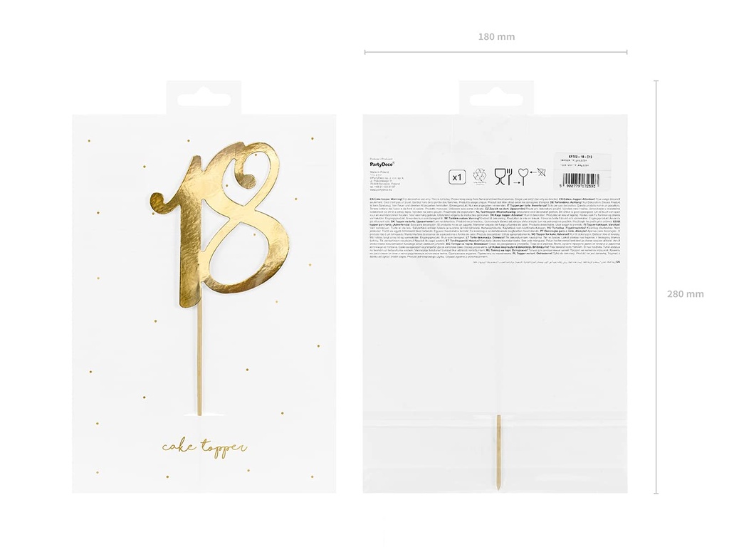 Topper Para Tarta Número 18 Dorado Partydeco
