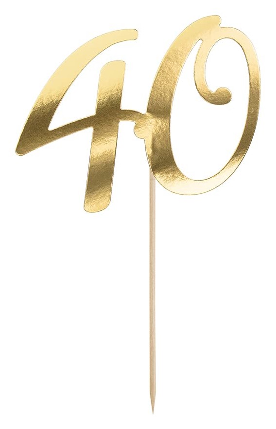 Topper Para Tarta Número 40 Dorado Partydeco