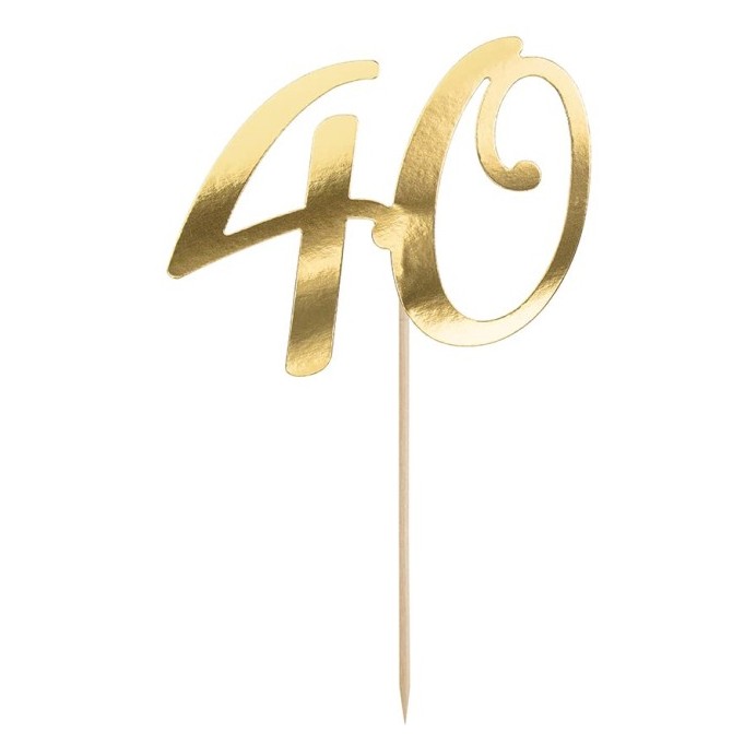 Topper para tarta número 40 dorado Partydeco