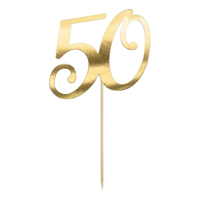 Topper para tarta número 50 dorado Partydeco