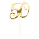 Topper para tarta número 50 dorado Partydeco