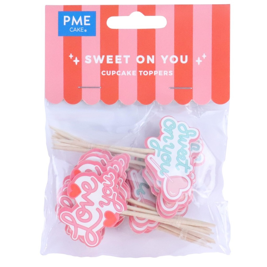 Toppers de san valentín "sweet on you" para cupcakes 24uds PME