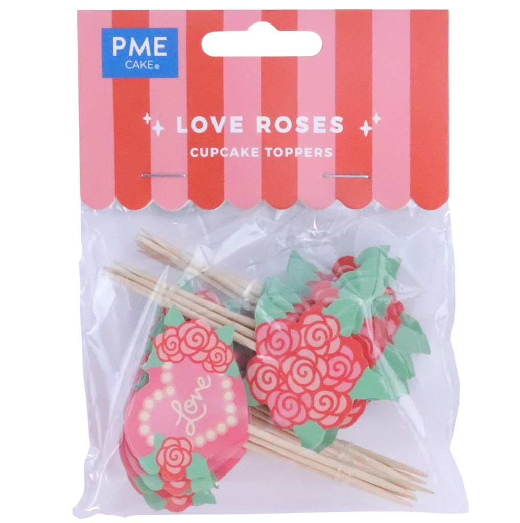 Toppers de san valentín rosas para cupcakes 24uds PME