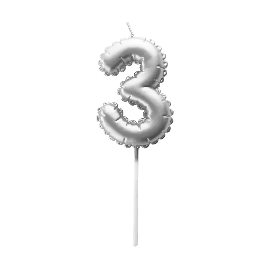 Vela plata globo número 3 Pastkolor