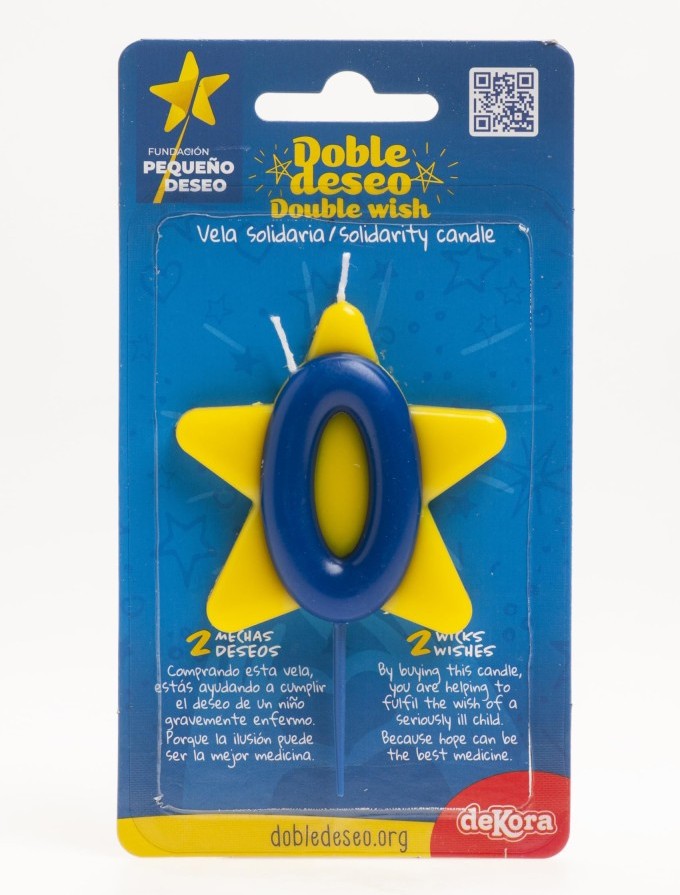 Vela solidaria doble deseo número 0 Dekora