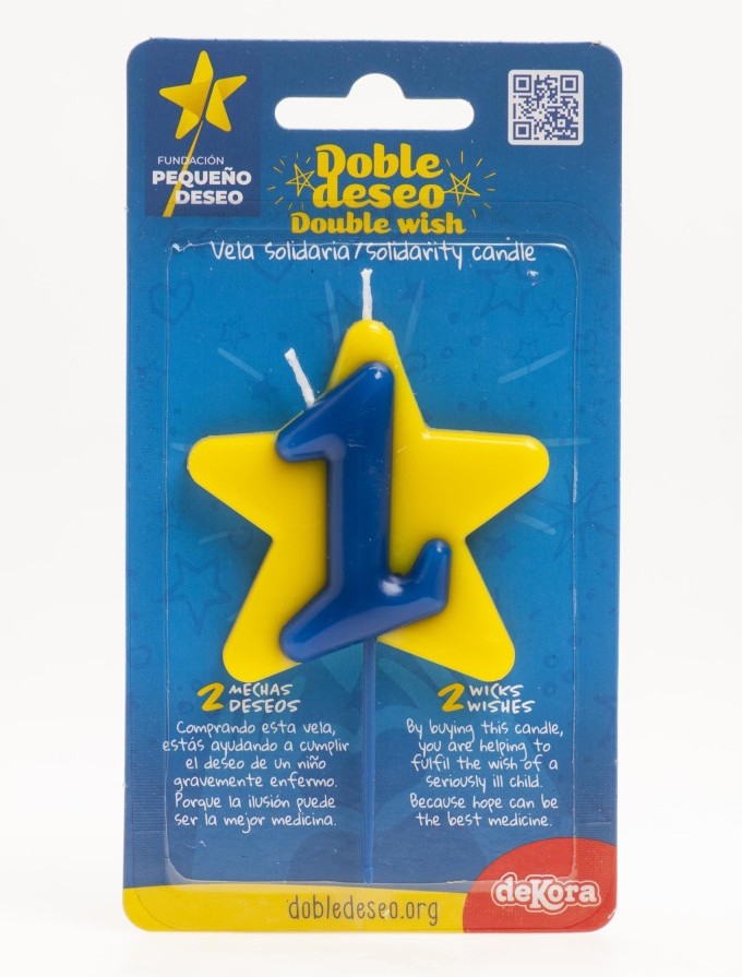 Vela solidaria doble deseo número 1 Dekora
