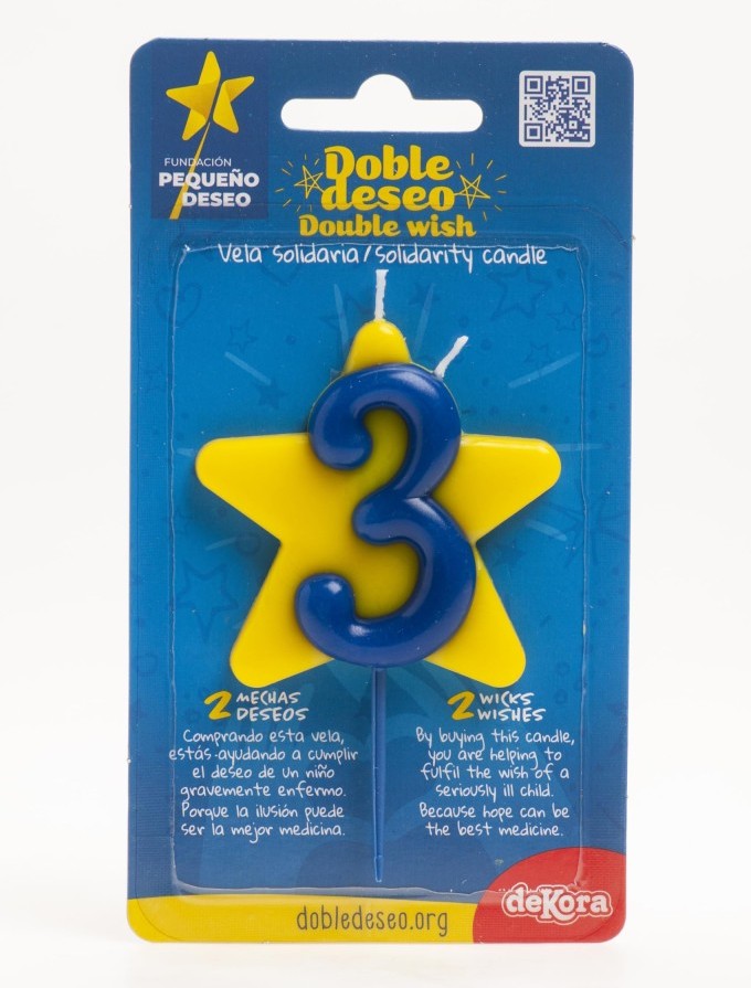 Vela solidaria doble deseo número 3 Dekora