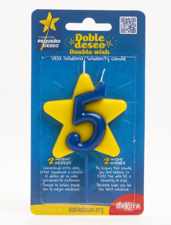 Vela solidaria doble deseo número 5 Dekora