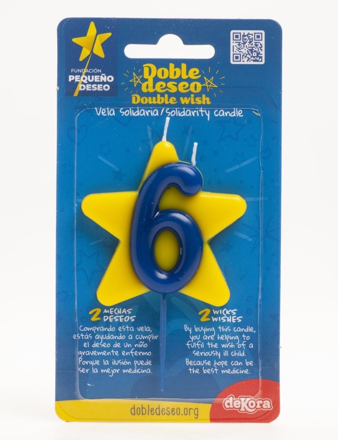 Vela solidaria doble deseo número 6 Dekora