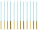 Velas Alargadas Azul-Oro 14cm, 12ud PartyDeco