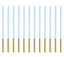 Velas alargadas azul-oro 14cm, 12ud PartyDeco