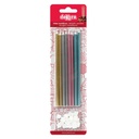 Velas alargadas metalizadas, mix oro, plata, rosa, azul, 13cm, 16ud Dekora