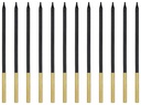 Velas Alargadas Negras-Oro 14cm, 12ud PartyDeco