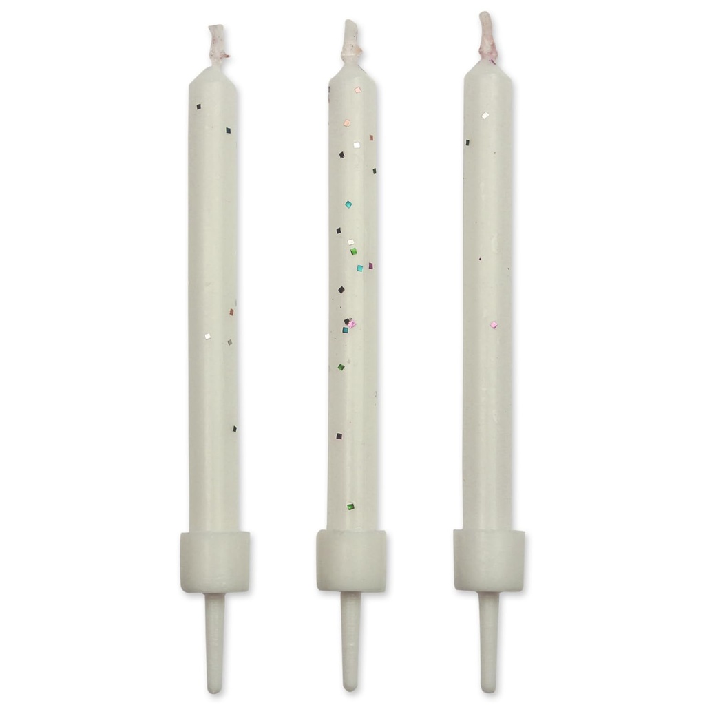 Velas Blancas Con Purpurina 10ud PME