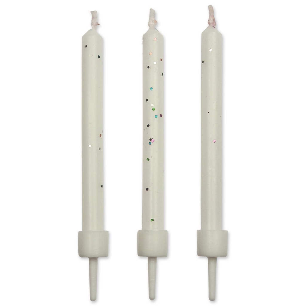 Velas blancas con purpurina 10ud PME