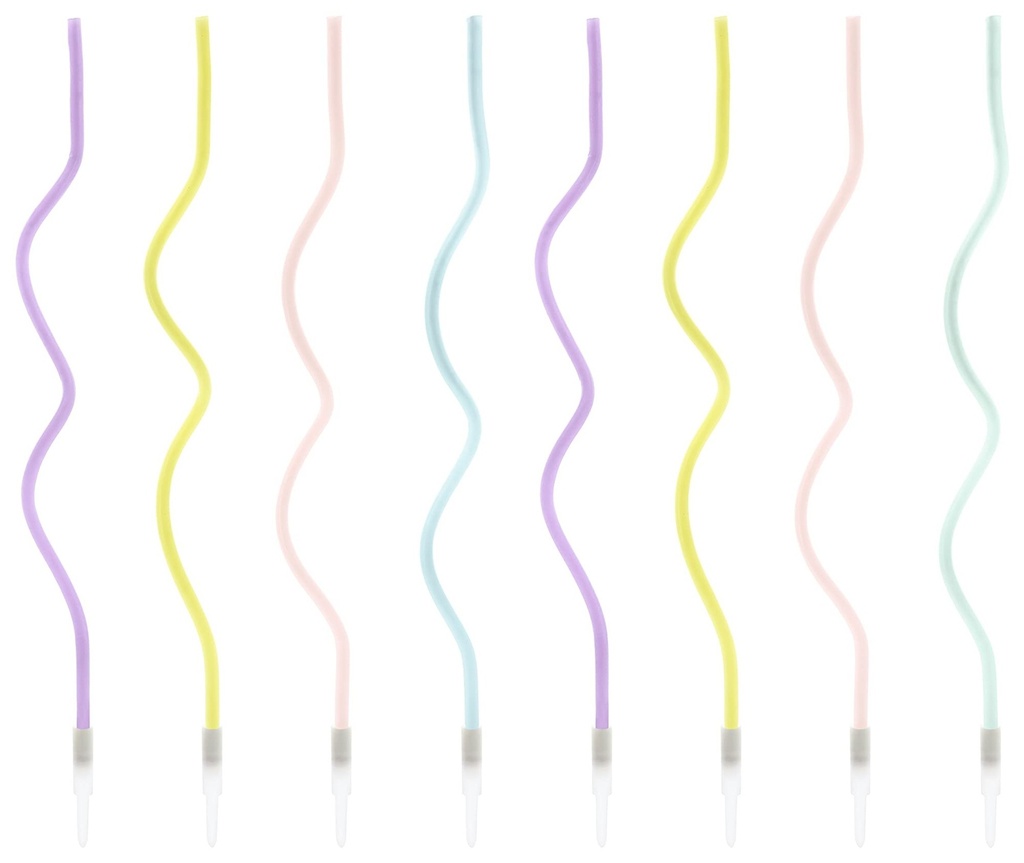 Velas Curl Mix 16cm, 8uds PartyDeco
