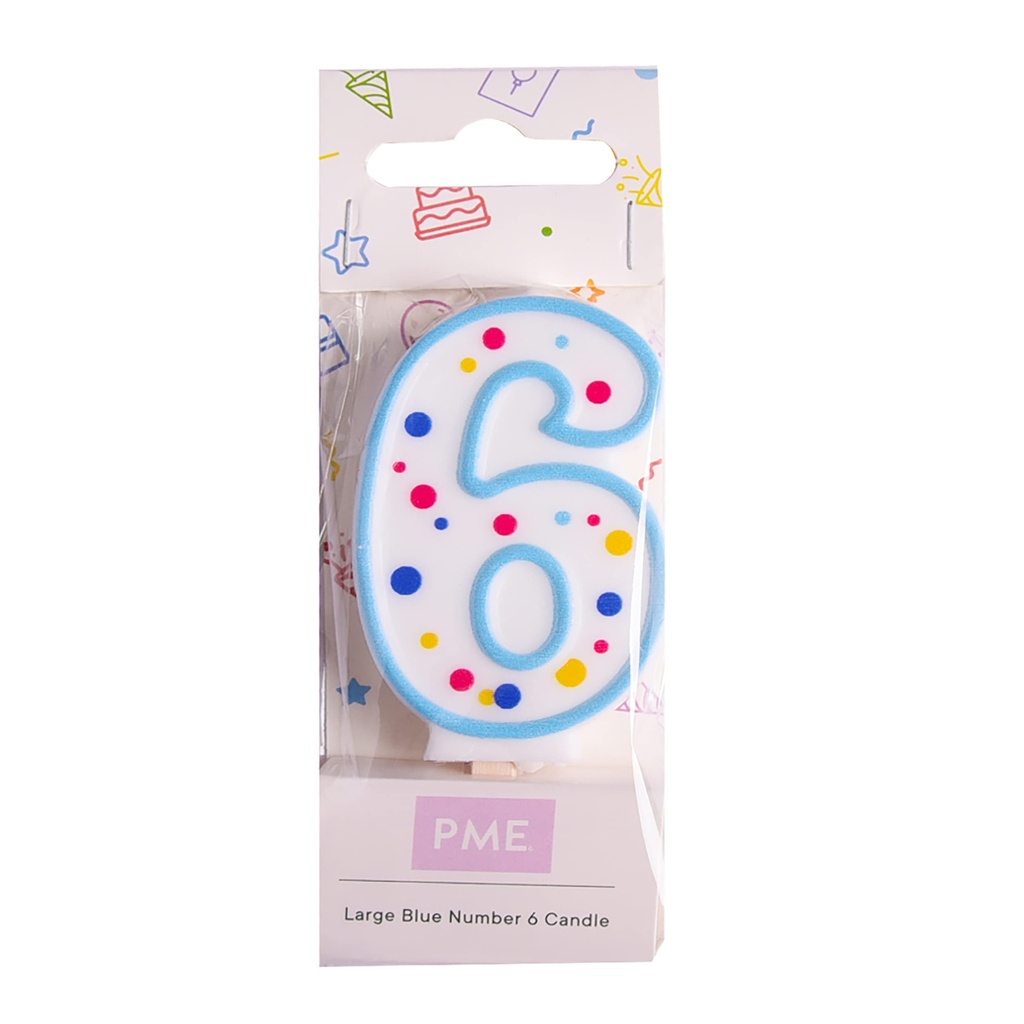 Velas para Tartas Azul Número 6 PME
