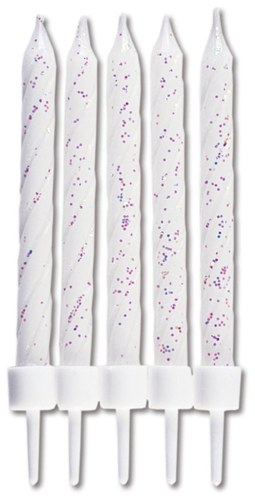 Velas para Tartas Blancas con Purpurina 10ud Städter