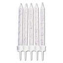 Velas para tartas blancas con purpurina 10ud Städter