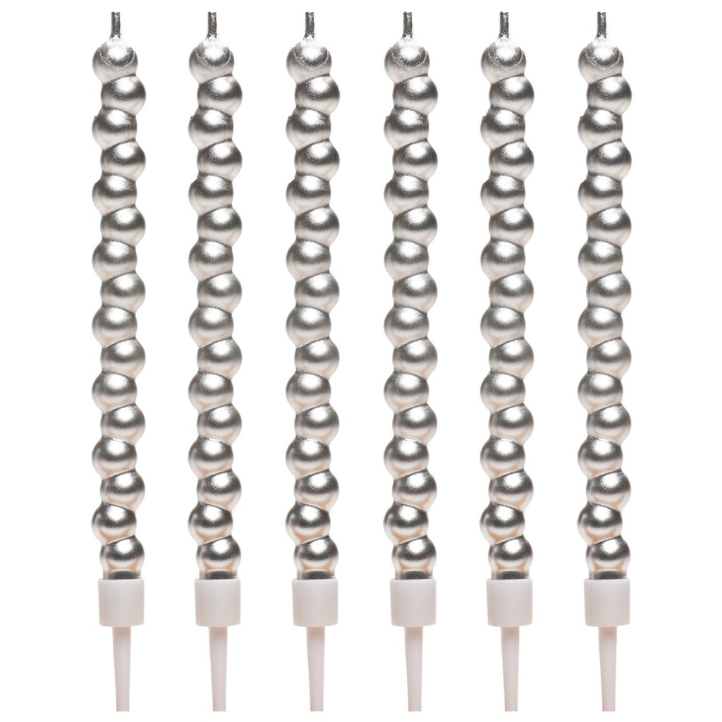 Velas para tartas burbuja plateada 6ud Dekora