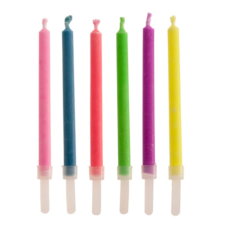 Velas para tartas con llama de colores 6ud Dekora