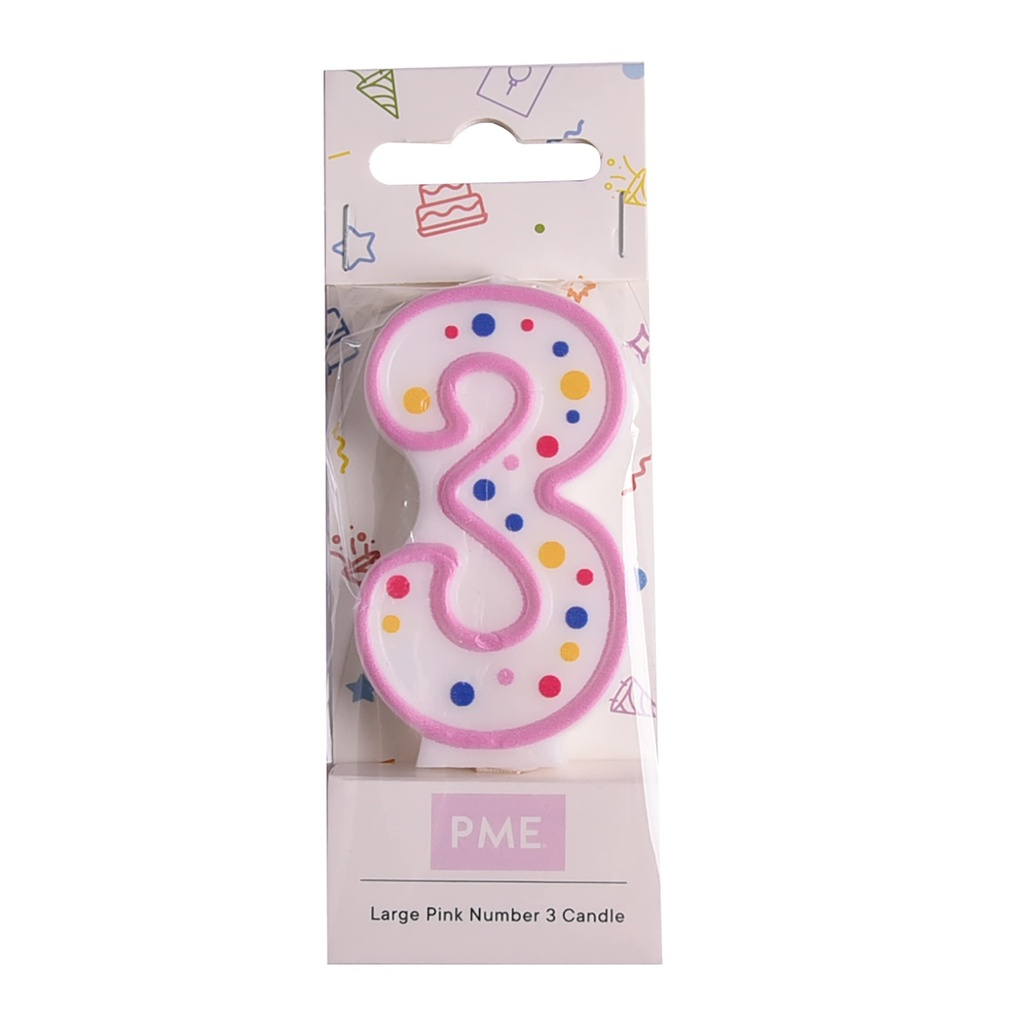 Velas para Tartas Rosa Número 3 PME