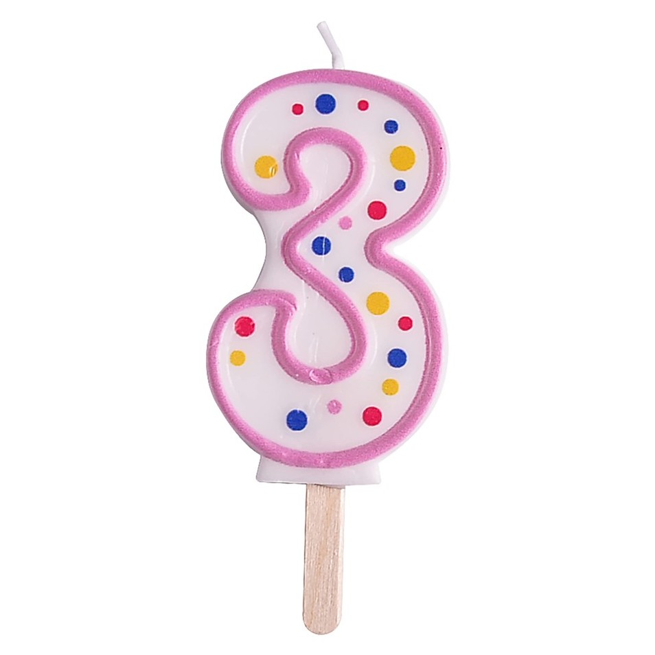 Velas para tartas rosa número 3 PME