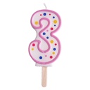 Velas para tartas rosa número 3 PME