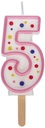 Velas para Tartas Rosa Número 5 PME