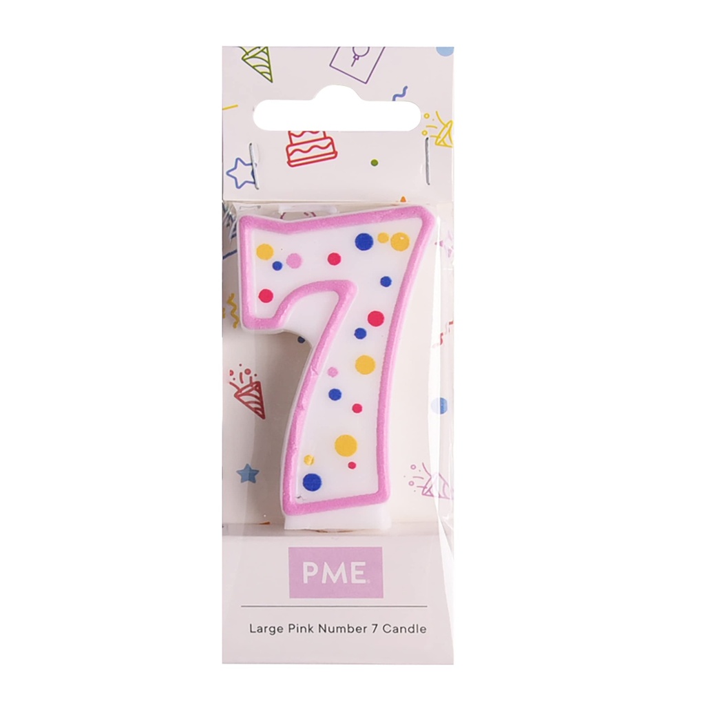 Velas para Tartas Rosa Número 7 PME
