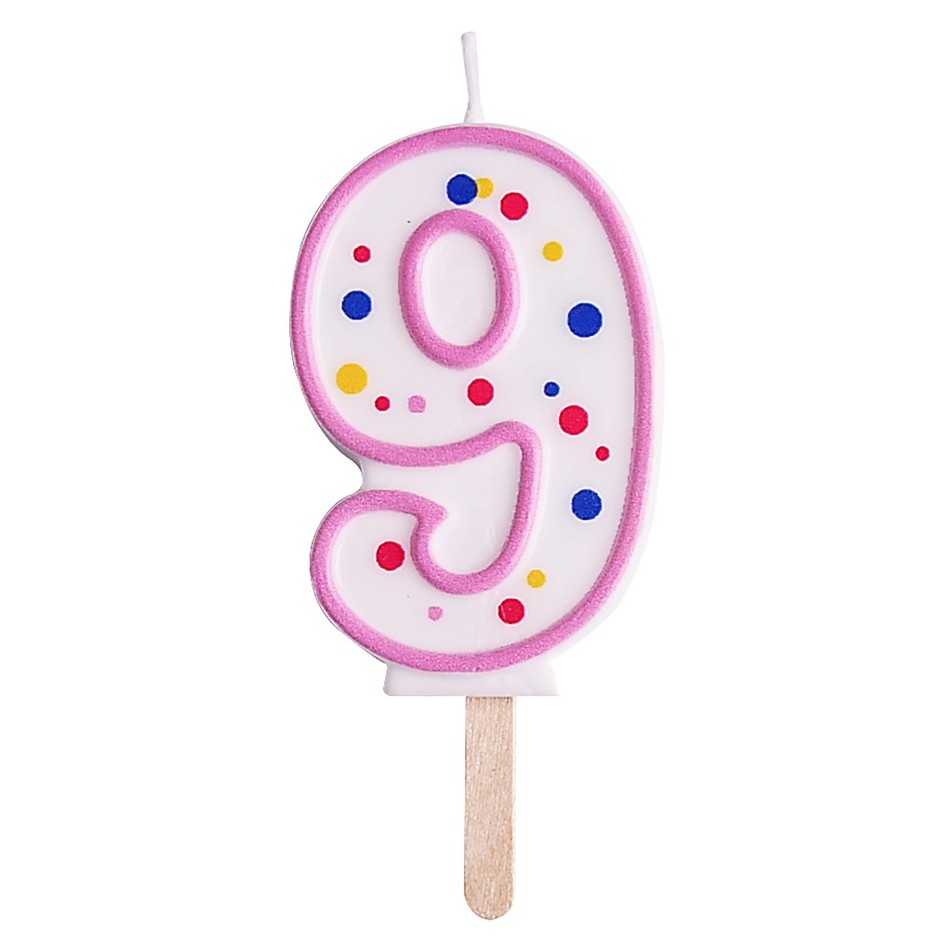 Velas para tartas rosa número 9 PME