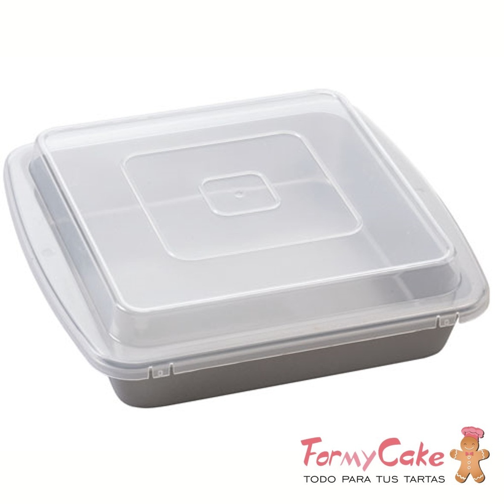 Molde Cuadrado con Tapa 23cm. Wilton