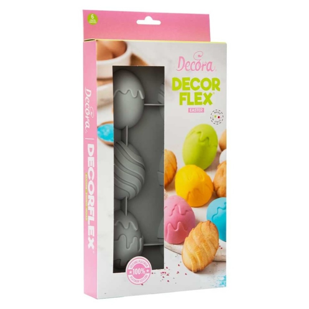 Molde de silicona huevo pascua 6 cavidades Decora