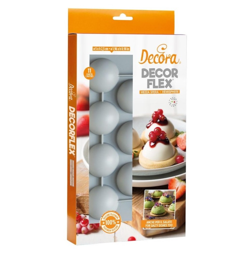 Molde de silicona semiesfera 11uds 50x25h mm Decora