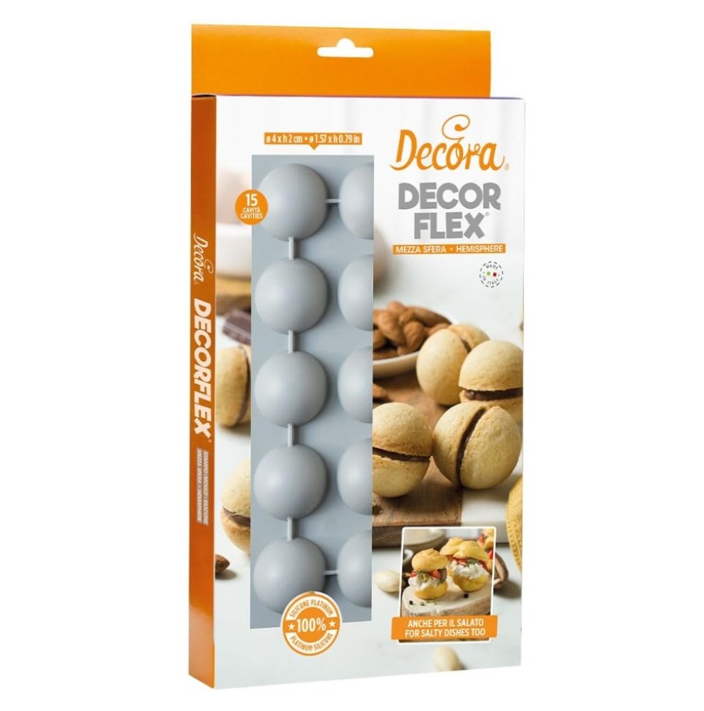 Molde de silicona semiesfera 15uds 40x20h mm Decora
