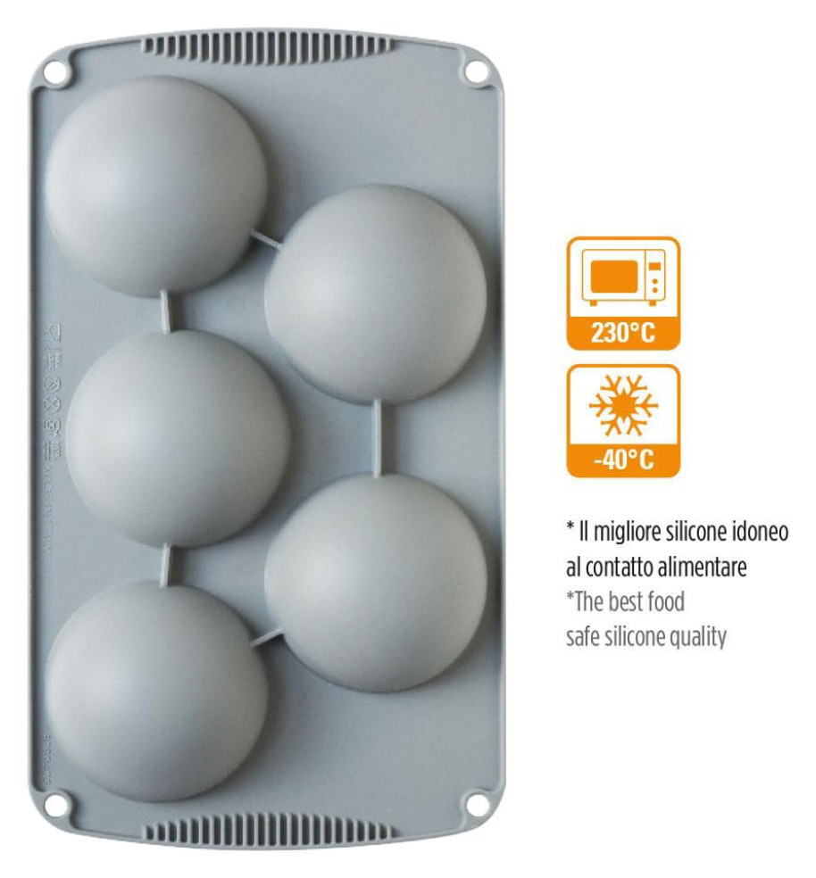 Molde De Silicona Semiesfera 5uds 80x40H MM Decora