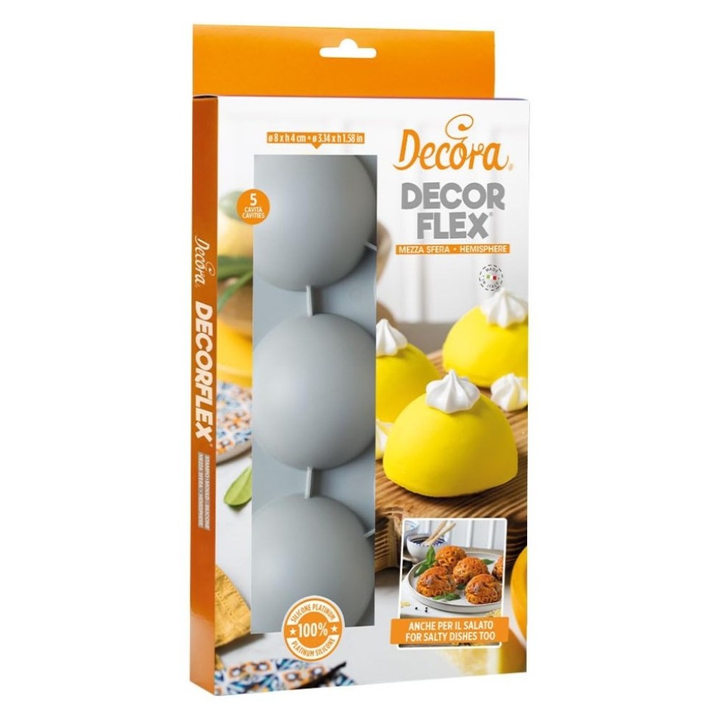 Molde de silicona semiesfera 5uds 80x40h mm Decora